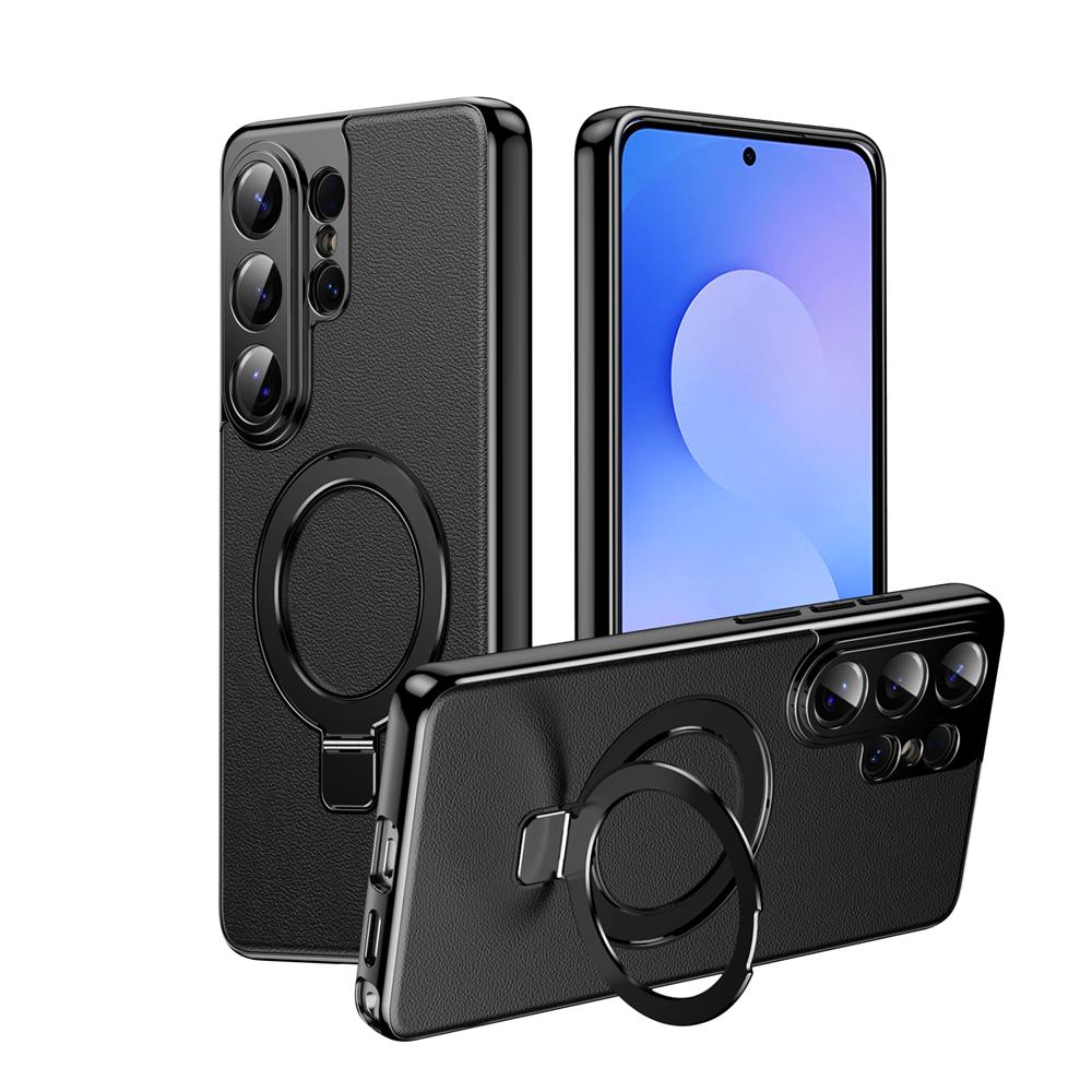Business Leather Camera Protect Magnetic Case for Samsung S26 Ultra S26 Plus for Bracket Stand Holder Skin Feeling Cover