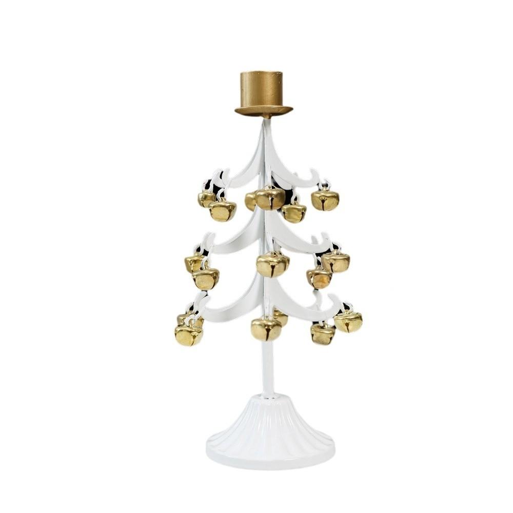 Iron Art Christmas Tree Bell Candlestick Vintage Candle Holder Christmas Decoration