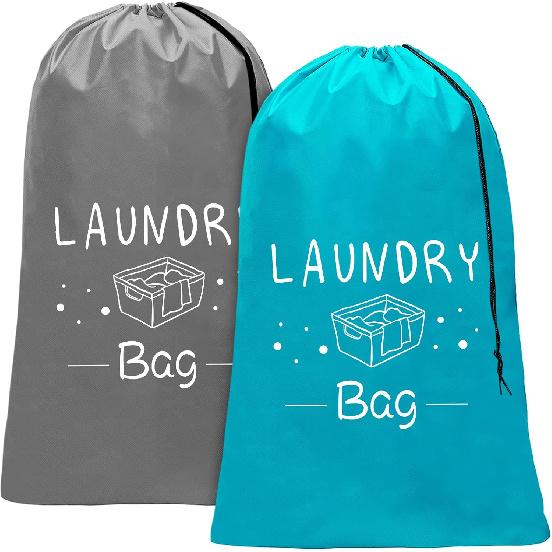 Sylfairy 2 Pack Extra Large Travel Laundry Bag, Dirty Clothes Organizer with Drawstring,Heavy Duty Travel Laundry Bags,Easy Fit a Laundry Hamper