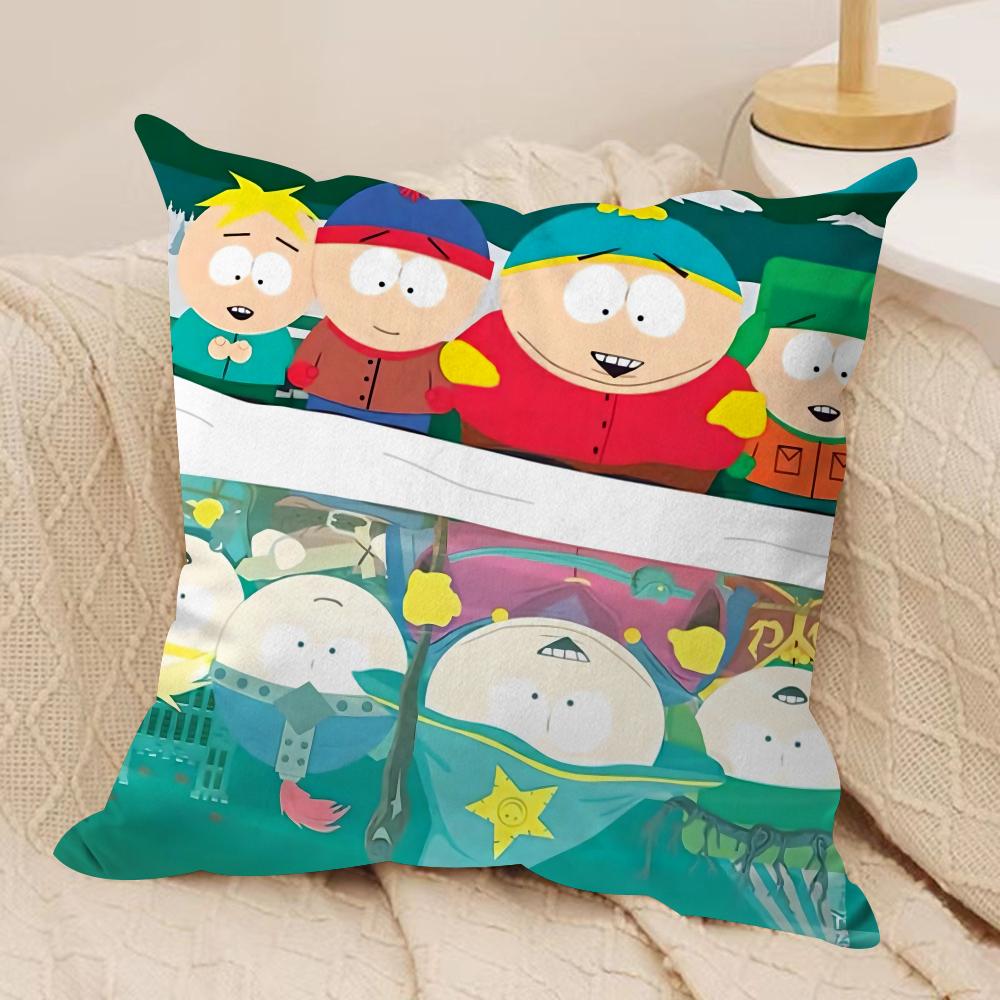 Funny Anime S-Souths P-Park Cushion Cover Soft Plush Double-Sided Printed Sofa Pillow Cushion Cover | Cozy All-Season Decor Gift