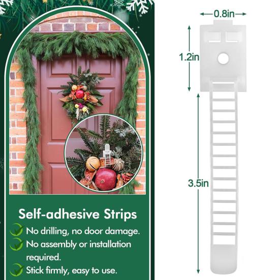 24/48 ks Vánoční girlanda věšák Nastavitelné girlandové háčky Kravaty Držák na vánoční punčochy Opakovaně použitelné lepicí pásky pro výzdobu krbových oken