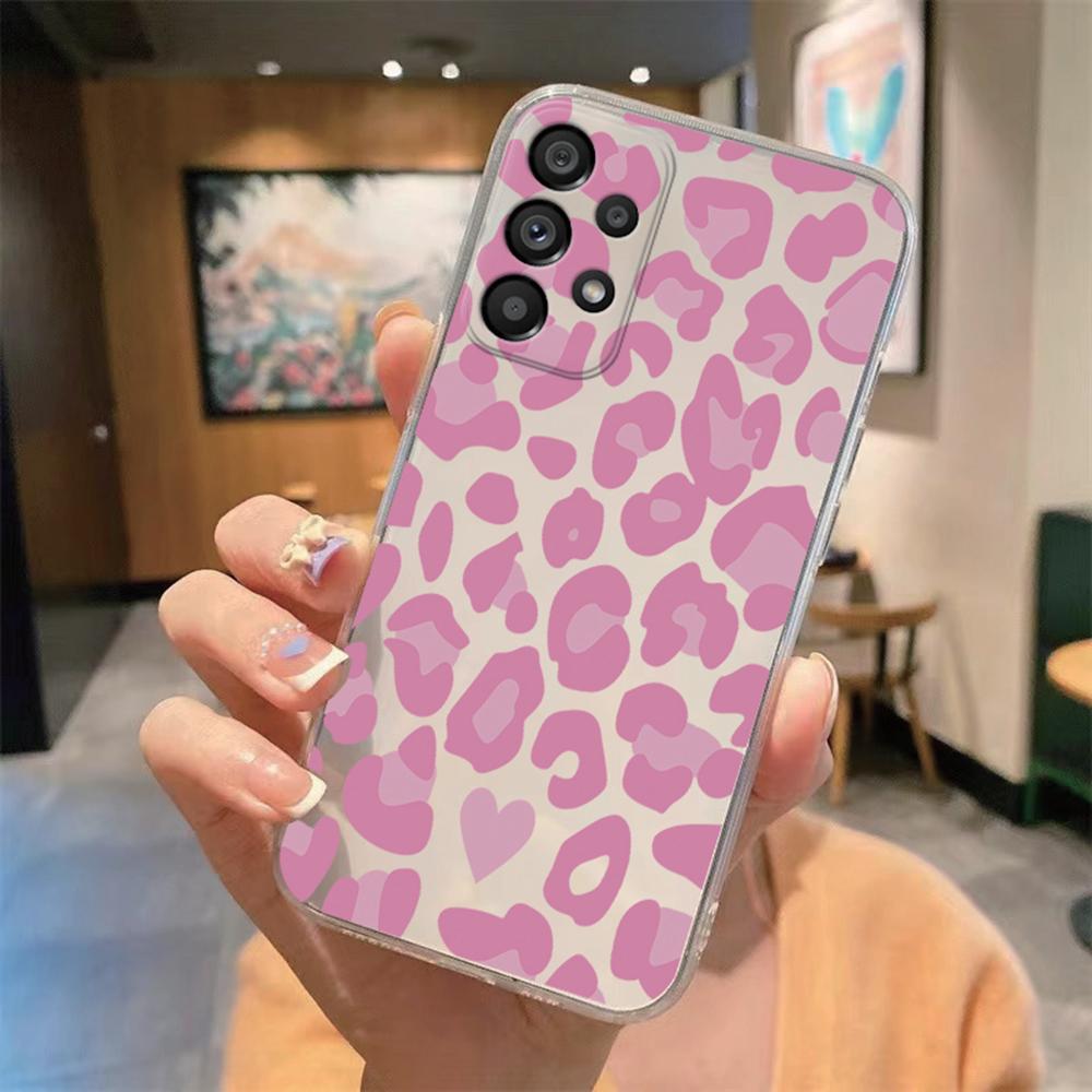 

White Leopard Marble Artistic Phone Case For Samsung Galaxy A53 A33 A73 A31 M14 M13 M15 M23 M33 M53 M54 Transparent Clear Cover Samsung A33