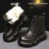 Women's Genuine Leather Fur-Lined Snow Boots with Thick Sole