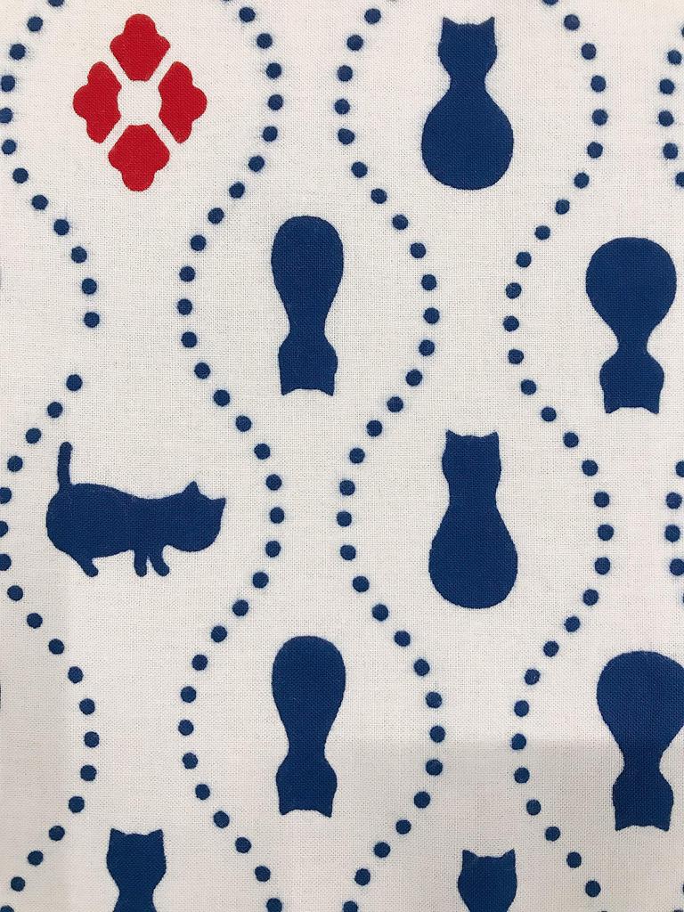 Edoten Tenugui Hand Chusen with Made In Japan Original Gourd and Cat Jumpsuit Towel, (Dyed Niwa-zome) - 100% Cotton, -