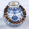 8mm Agate Natural Stone Bracelet - Fashionable Single Strand Elastic Beaded Bracelet with Round Crystal Beads