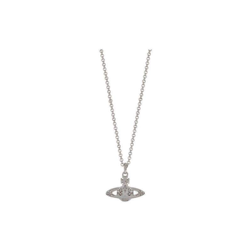 Vivienne Westwood MAN. MINI BAS RELIEF ORB PENDANT Saturn design inlaid personality brass necklace men s silver 6302010402P116P116 серебряный