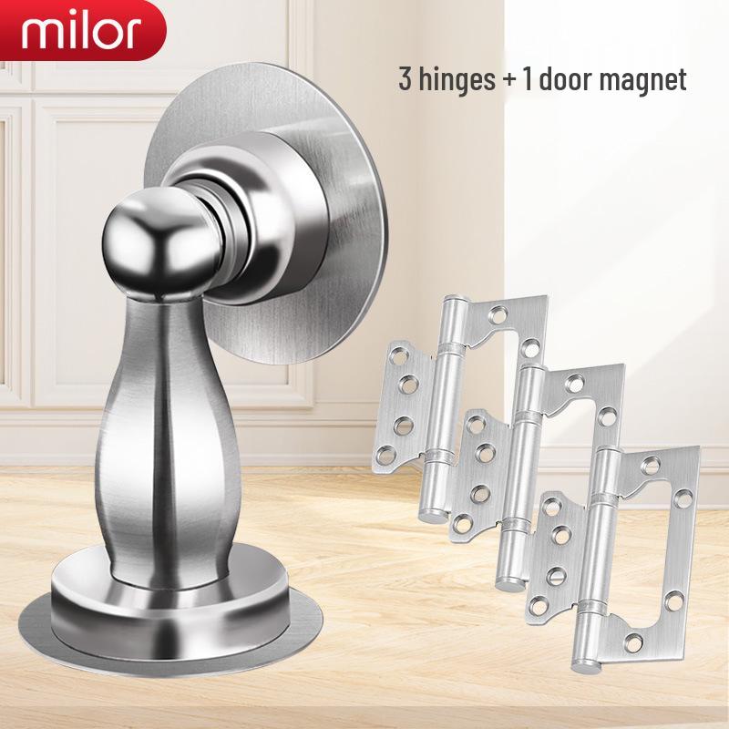 Universal Interior Door Lock Set: Silent Three-Piece Black Handle for Bedroom or Old Door Replacement