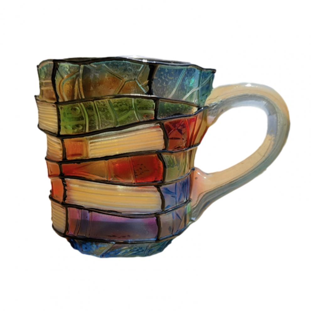 Painted Book Mug 3D Book Stacking Mug Hand-Drawn Literary Coffee Cup for Book Lovers Teachers Librarians Creative Gift
