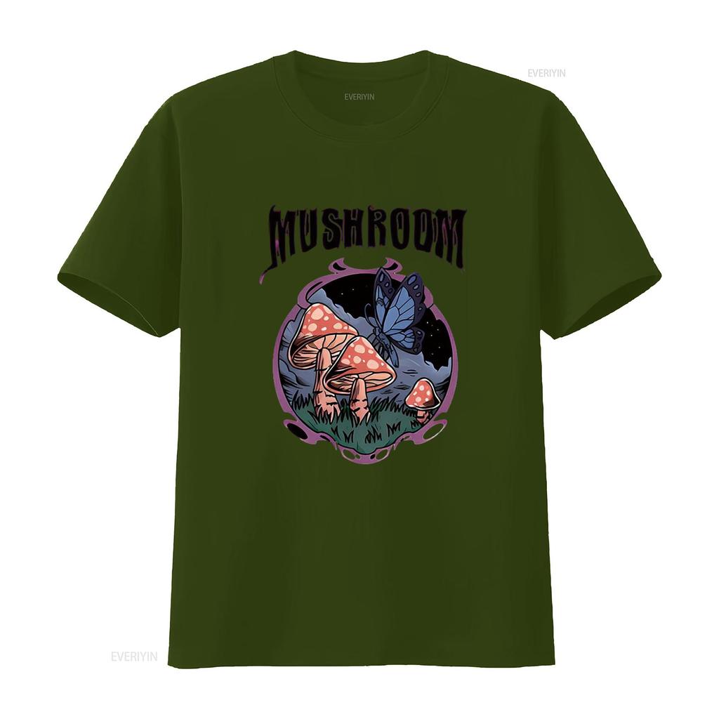 Mens MUSHROOM Casual T Shirt White 2X Large Vintage Washed Breathable Designer Clothes Top For Everyday Wear Comfortable Homme