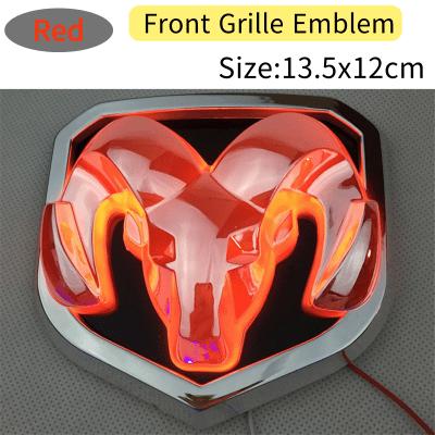 BZY5  Auto Rear Trunk Sticker Front Head Grille Emblem Modified LED Red Light Decoration For Dodge Badge RAM 1500 2500 Caliber Jcuv