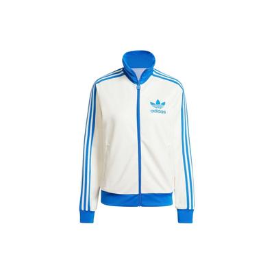 Originals Gestreifter Logo-Print Reißverschlusskragen Langarmjacke Damenjacke Weiß IR6092