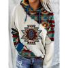 Vintage-Inspired Western Print Sweatshirt - Soft, Casual, Drawstring hoodie with Pocket for Women Long Sleeve Pullover Design