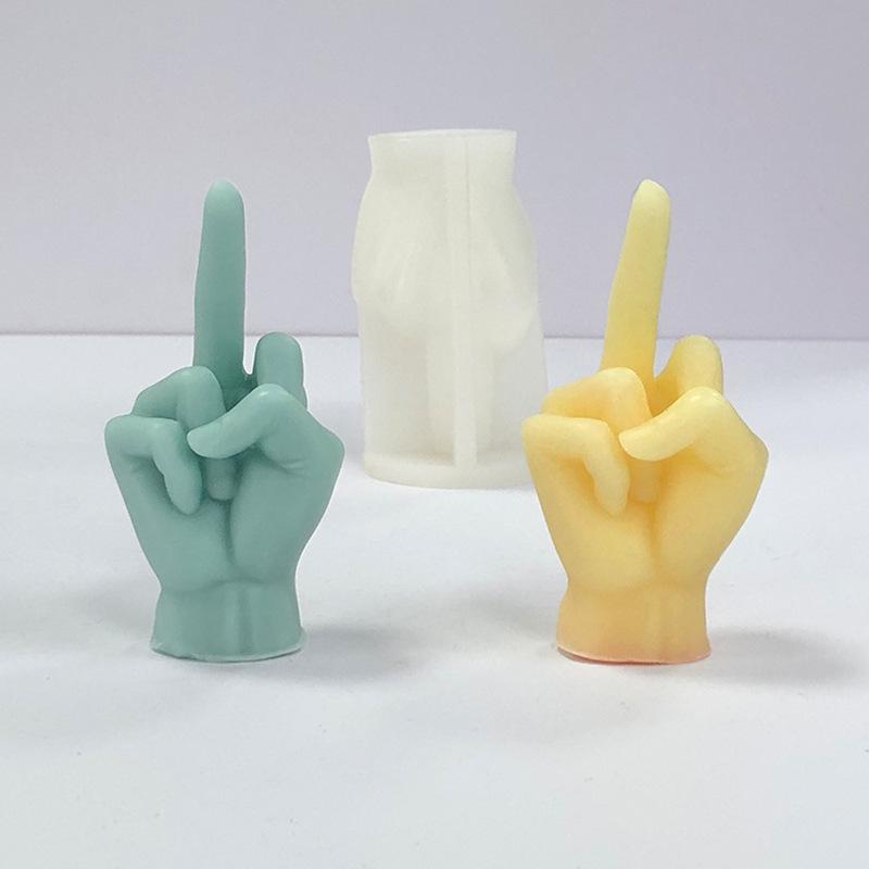 Middle Finger Silicone Mold for DIY Scented Candle, Plaster, & Resin Ornaments