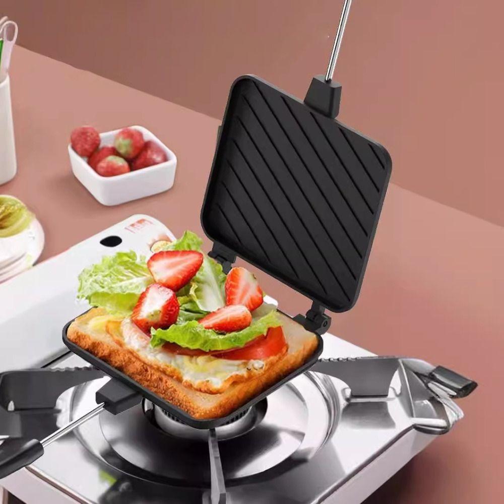 Heat-resistant Double Sided Frying Pan Aluminum Flip Grill Pan Sandwich Maker  Outdoor