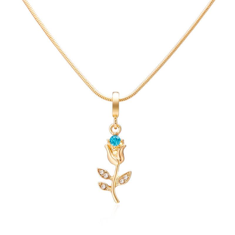 Stylish Womens Tulip Flower Pendant Necklace With Electroplated Finish For Spring