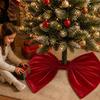 Red Bow Design Tree Base Cover Velvet Xmas Tree Skirt Large Ornament Tree Base Mat  Shopping Mall