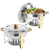 Round Stainless Steel Buffet Stove - Golden Food Warmer for Hotels & Restaurants