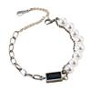 European-American Creative Rectangle Sapphire Pearl Chain Bracelet for Women