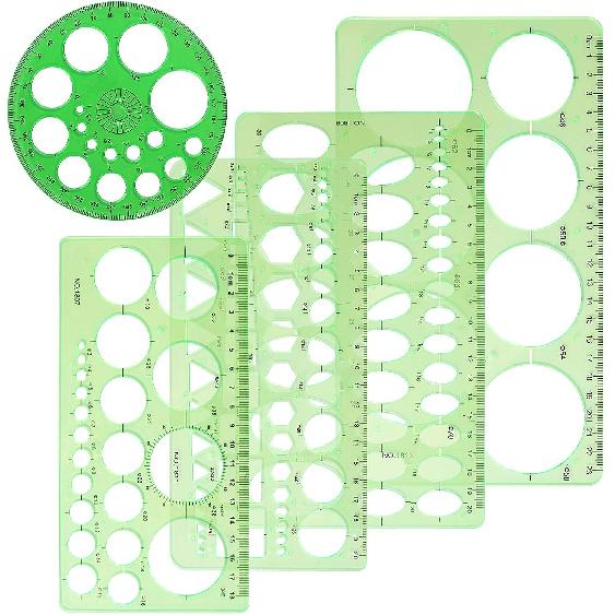 5 Pieces Circle Template - Plastic Circle and Oval Measuring Templates Circle Guide Stencil Geometry Rulers Geometric Drawings Templates for Office