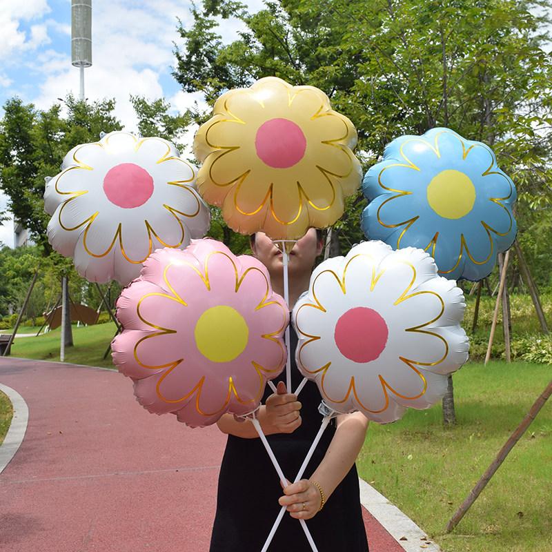 5pcs Matt Pink Candy Daisy Balloon Aluminum Foil Balloon Girl Baby Shower Birthday Party Wedding Decoration