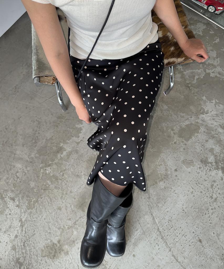 320 Showroom Polka Dot Banding Skirt Black