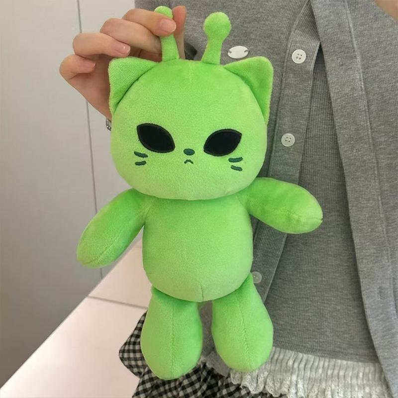 25cm Kawaii Alien Katze Plüschtier Grüne Kitty Puppe Niedliches Weiches Kuscheltier Weltraum-Plüschtier Geburtstags-Weihnachtsgeschenk Zimmerdekoration