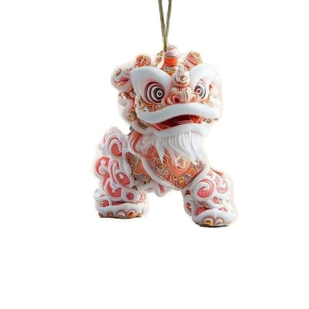 Acrylic 2D Lion Dance Pendant Hanging Lightweight Flat Indoor Decoration Lion Pattern Spring Festival Rustic Ornament