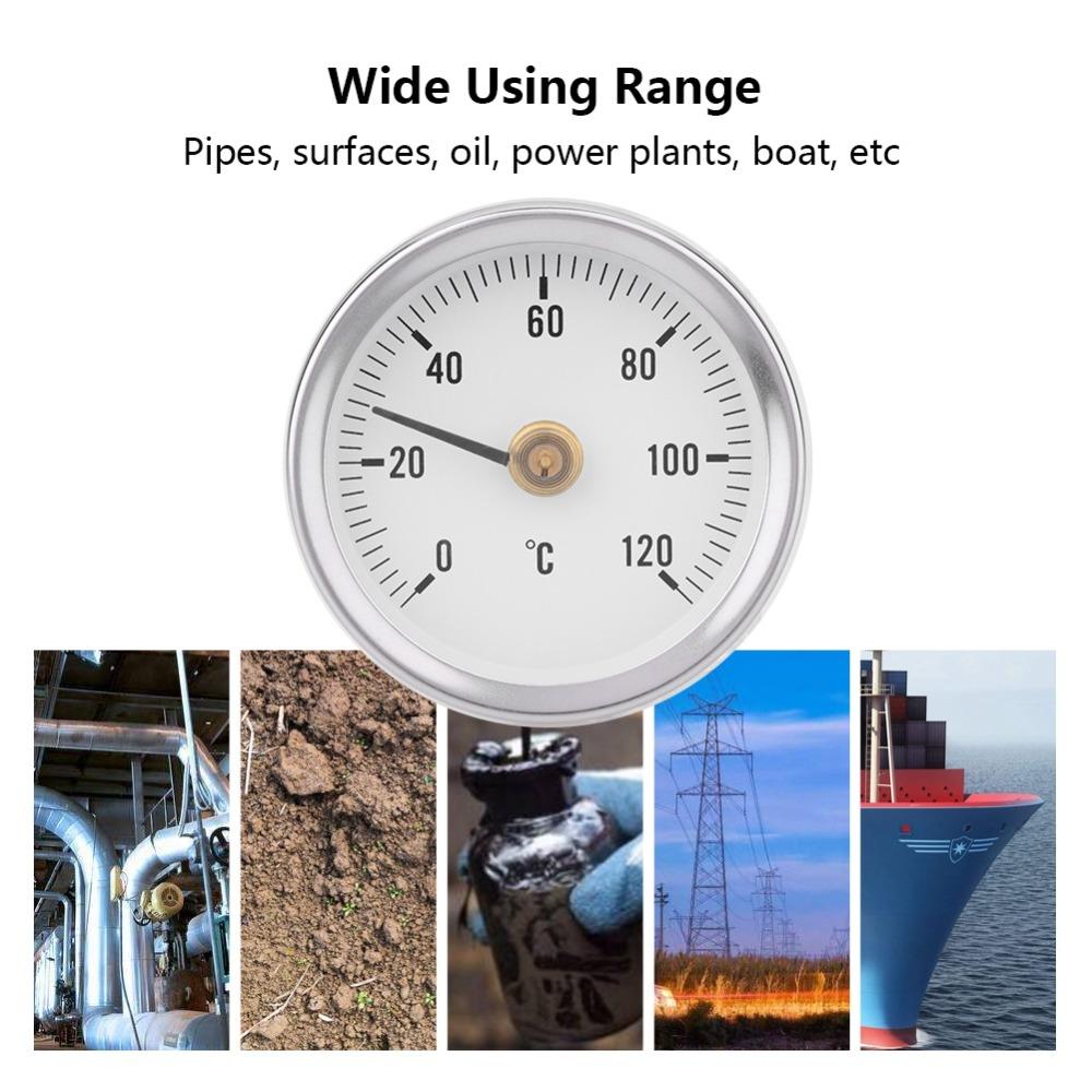 63mm Dial Pipe Thermometer 0-120℃ Bimetal Clip on Spring Thermometer IP55 Easy Installation Temperature Gauge
