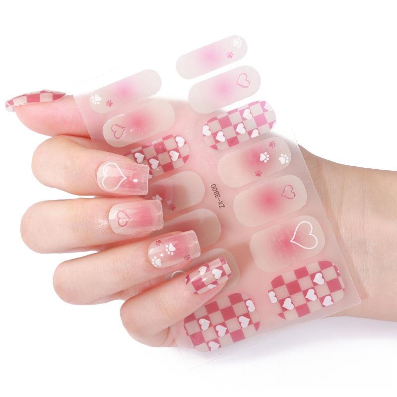 

14tips Pink Nail Stickers Self-Adhesive Heart Shape Full Wrap Nail Decal Valentine s Day Manicure Art Decoration Nail Charms