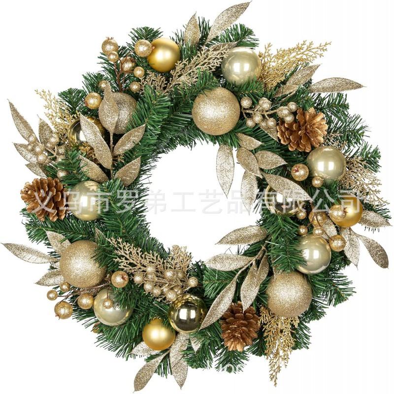 Christmas Decorations Set: LED String Lights Red Poinsettia Flowers Wreath Door Hanging Home Festive Interior