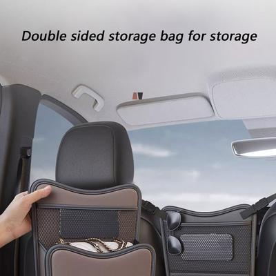 Leather Car Accessory Multi Pockets Organizers with Tissue Holder Easily Attachable To Seat for Additional Storage Space