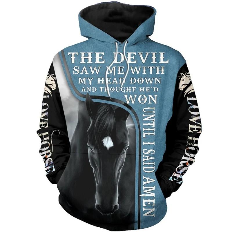 

Новый красочный интересный цвет животного лошади Harajuku модная спортивная одежда 3D-печатная мужская и женская уличная одежда толстовка пара M