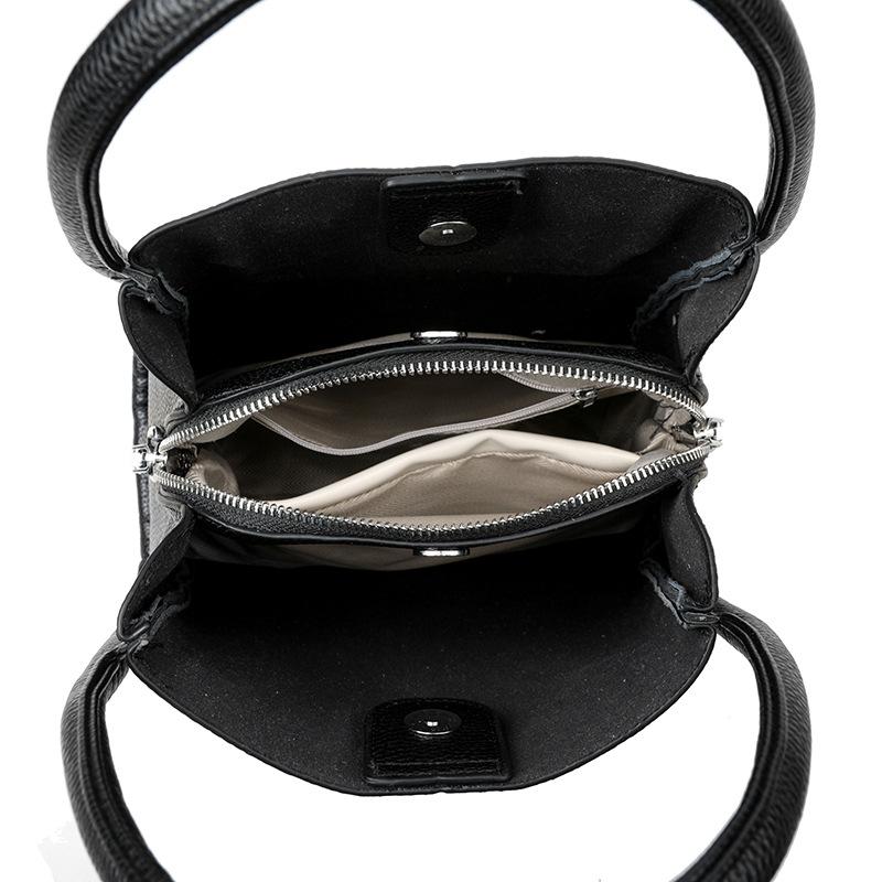 Genuine Leather Women's Bag Fashionable Large-capacity Bucket Bag Vegetable Basket Single-shoulder Crossbody Bag