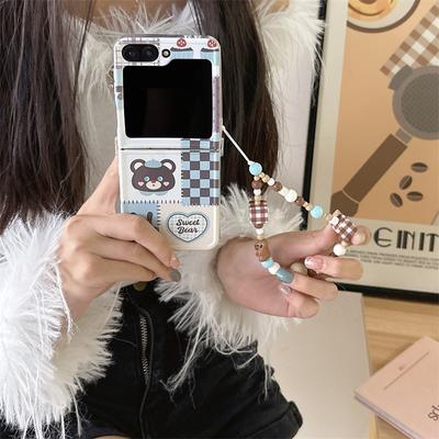 Für Samsung Galaxy Z Flip 6 5 4 3 Hülle Cartoon Bär Armband Gerade Kante Stoßfeste Hülle Für Samsung Z Flip6 ZFlip6