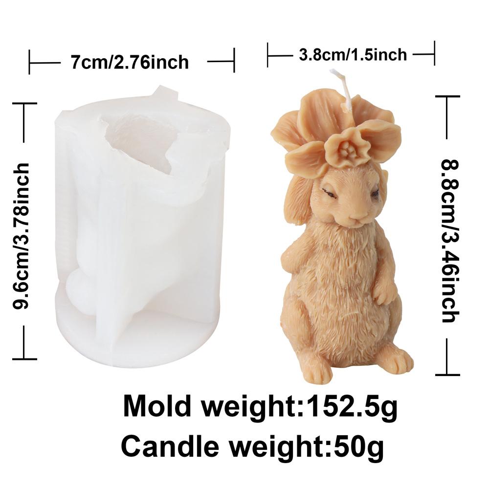 3D Flower Rabbit Candle Silicone Mold DIY Soap Resin Plaster Animal Making Tool Easter Bunnies Shape Cake Decorating Mould