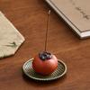 Creative Small Ceramic Persimmon Incense Holder - Zisha Burner for Agarwood & Sandalwood, Ideal for Tea & Incense Ceremonies Indoors