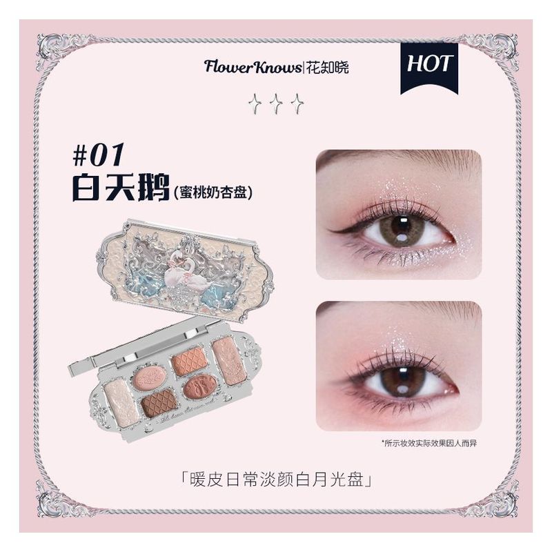 Flower Knows - 6 Shade Eyeshadow Palette - #01 White Swan
