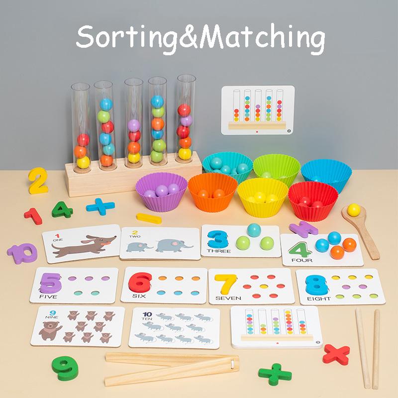 Děti Montessori Trénink jemné motoriky Zkumavka Spona korálky Třídění Přiřazovací hra Počítání Matematika Učení Děti Vzdělávací hračky