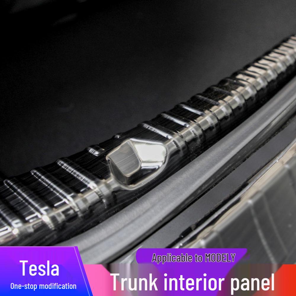 Tesla Model Y Kofferbak RVS Dorpelbeschermer - Geborsteld Interieuraccessoire