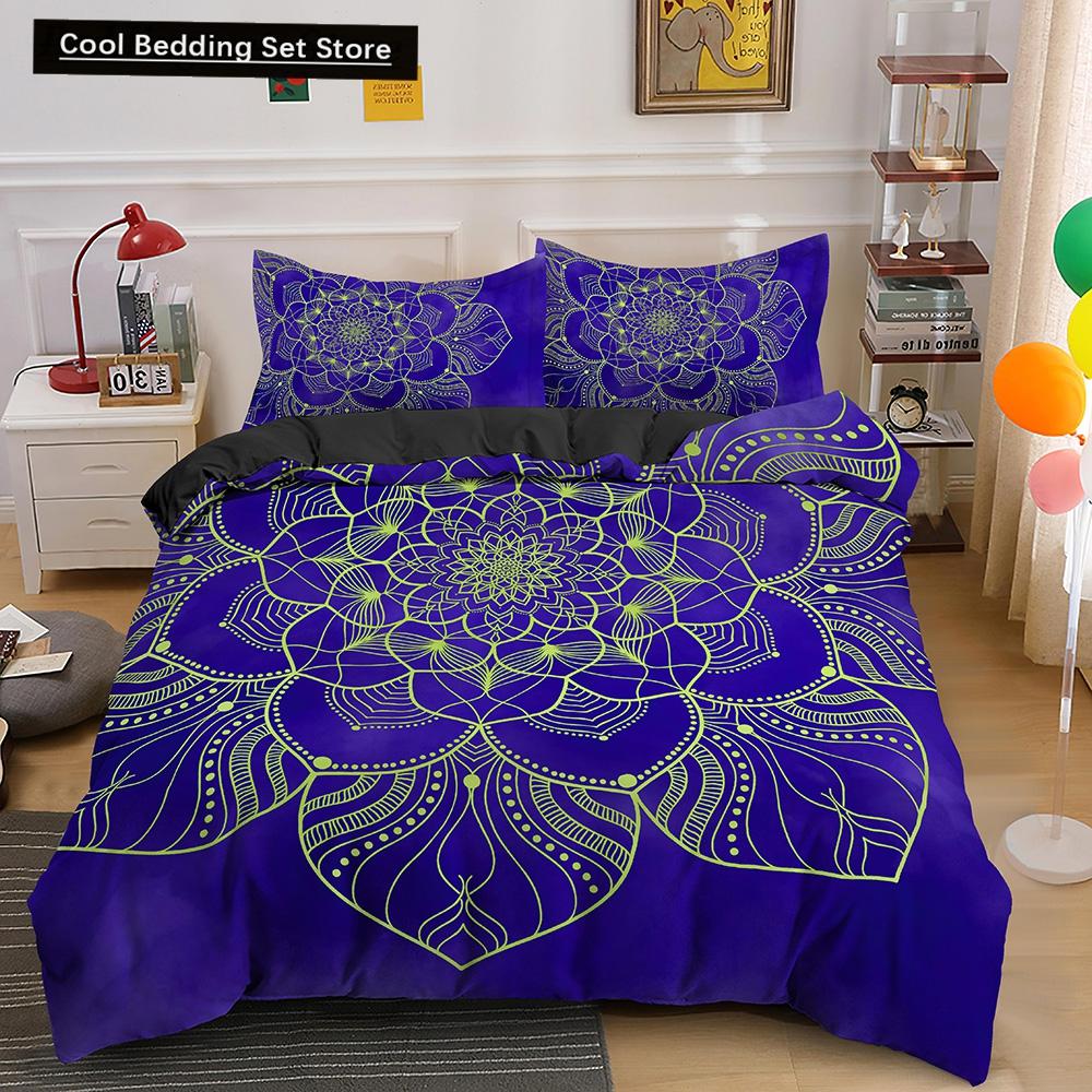 Psychedelic Boho Luxury Bedding Set 2/3PCS with Pillowcase King Mandala Duvet Cover Queen Comforter Cover Polyester Quilt Cover