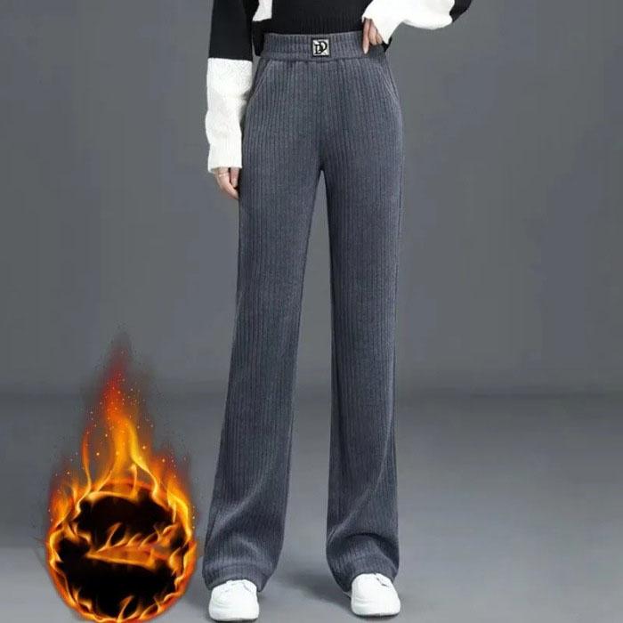 

Осень-зима женские корейские модные элегантные флисовые толстые теплые брюки для офиса, сплошные узкие прямые брюки, повседневные панталоны XS