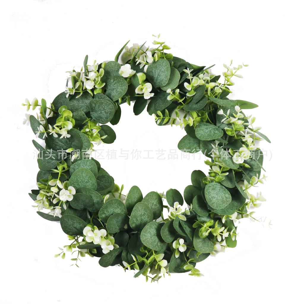Simulation Wreath Door Decoration Eucalyptus Wreath Grass Ring Pastoral American Wedding Pendant Door Ring Bionic