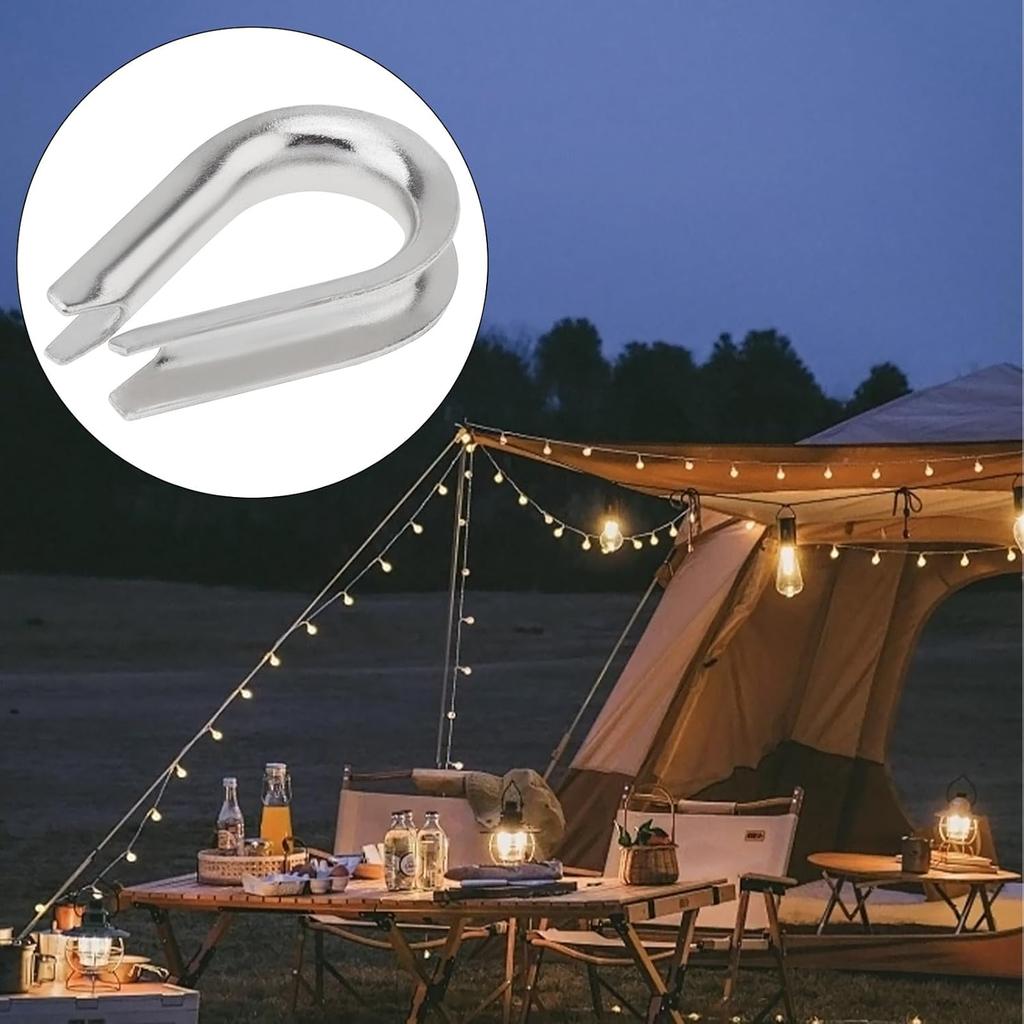 50Pcs M5 Wire Rope Thimbles 3/16", Stainless Steel Thimble for Diameter Cable Rigging, Clothesline, Rope Hardware Fittings