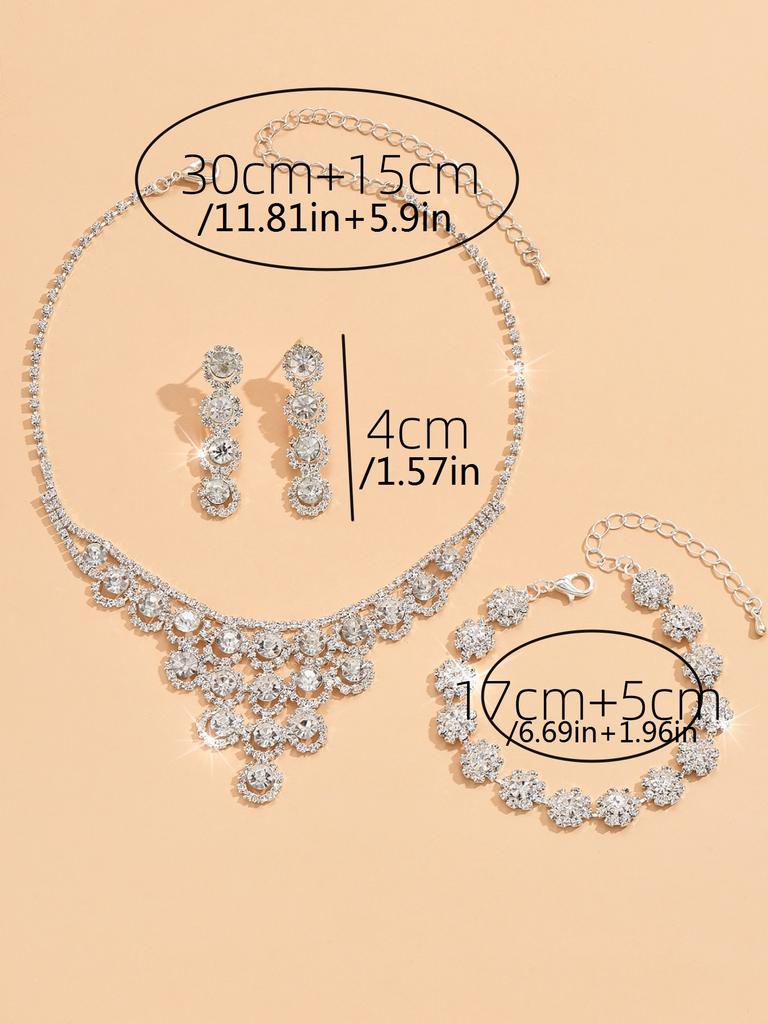 3 Stück Klaue Kette Perle Damen Halskette Ohrringe Armband Zirkon Set Kleid Dinner Halskette Accessoires
