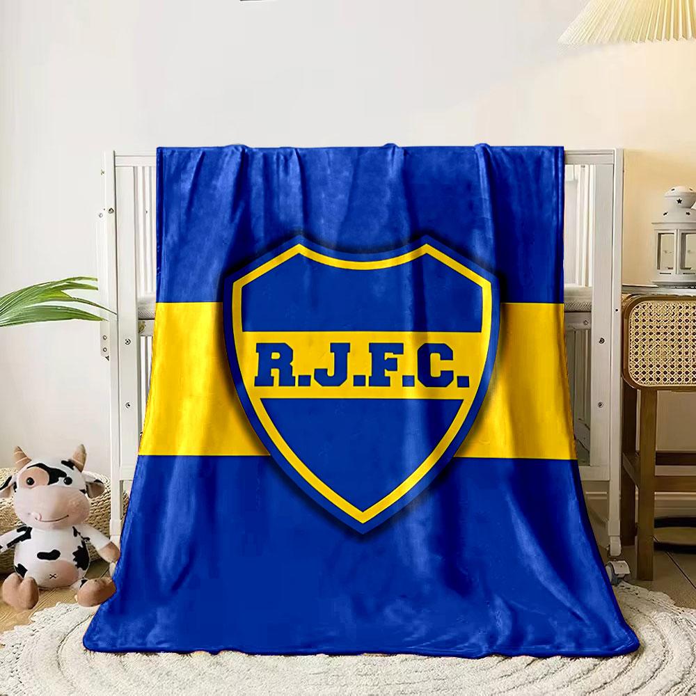 Blue and Yellow Shield Design with "R.J.F.C." Text In Bold Letters. for All Seasons Blanket Lunch Break Throw Gift