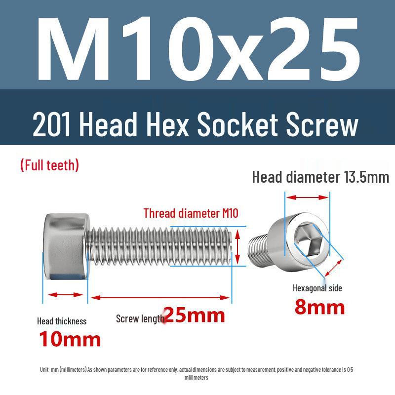 Yigu 201 Stainless Steel Cup Head Hexagon Screws and Bolts - M3, M4, M5, M6