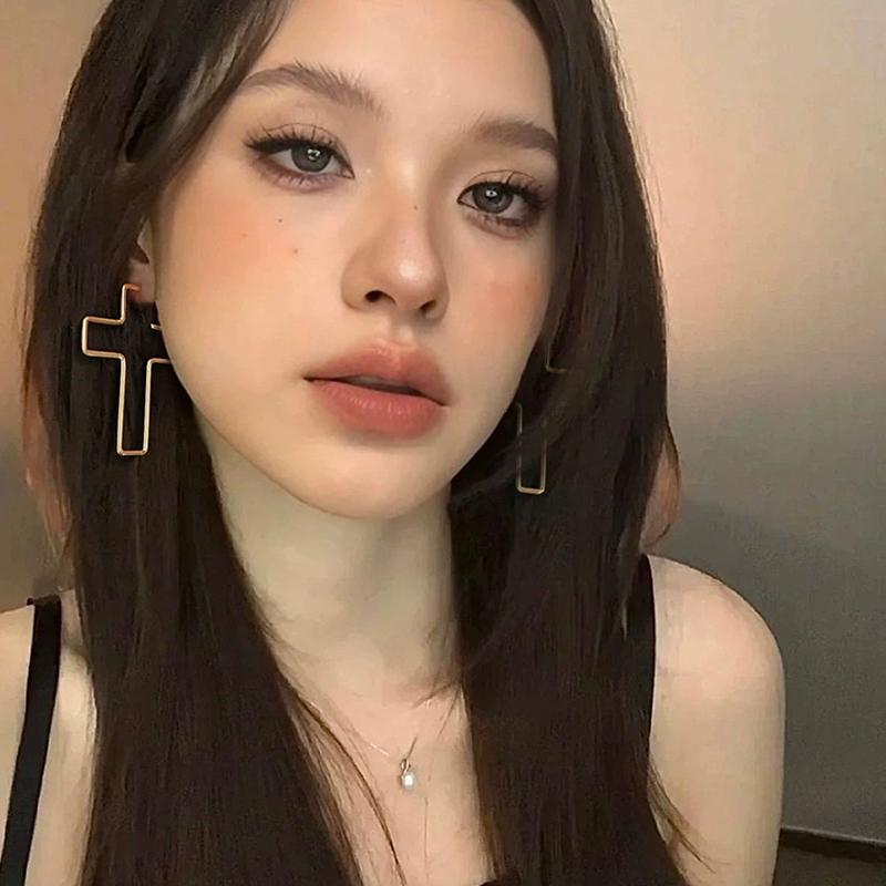 Metal Cross Earrings For Women Drop Hoop Earrings Party Jewelry Gifts
