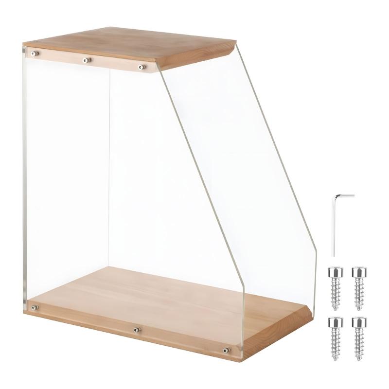Multipurpose Vinyls Album Storage Case Wooden and Acrylic Record Magazines Display Rack Desktop Ornament