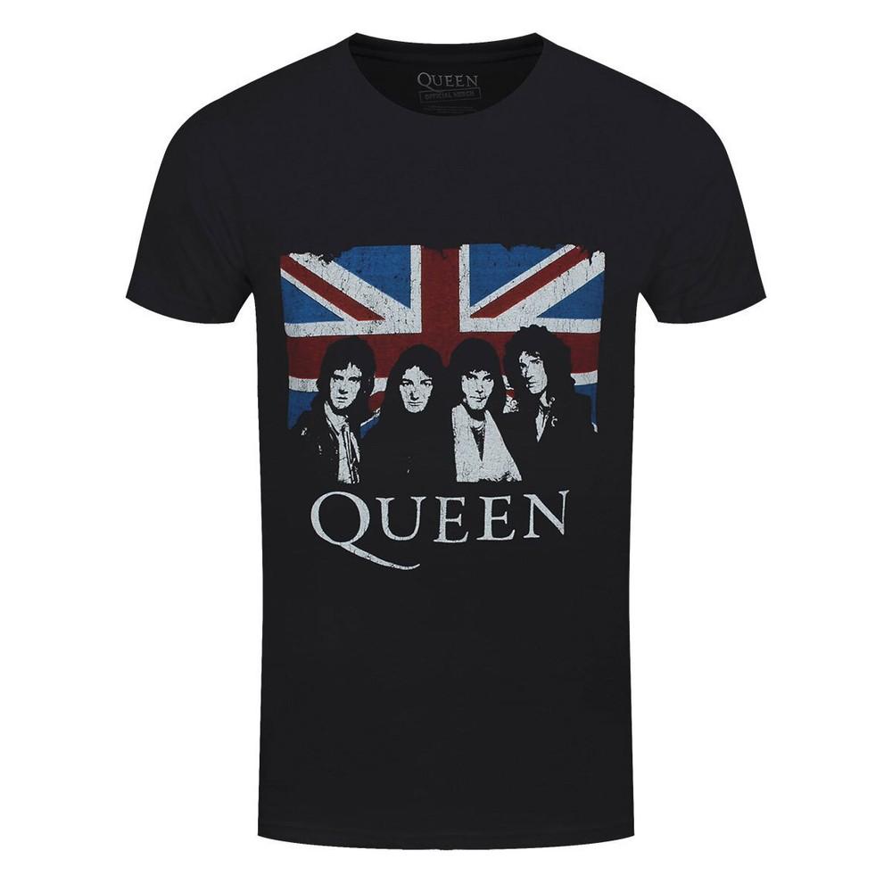 

Queen T-Shirt Union Jack Rock Band Official Black New L