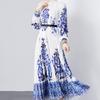 Jesienne damskie sukienki vintage print designerskie na wybiegu plus size oversized długie maxi sukienki na imprezę świąteczną